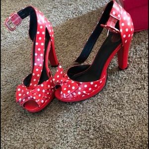 Red polka dot heels